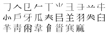 &T形式で表示される部首