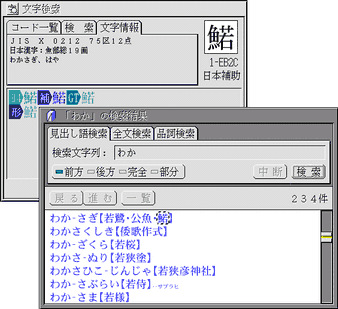 「超漢字広辞苑」の検索画面