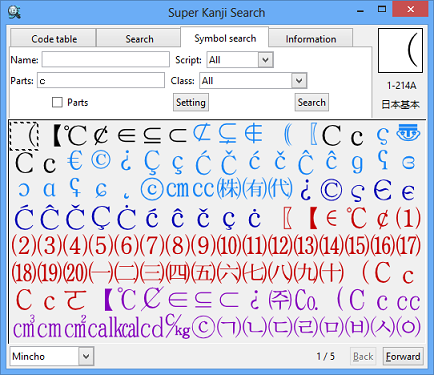 Symbol search by c.