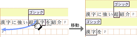 範囲付きメモの範囲の一部を移動