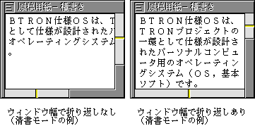 ウィンドウ幅で折り返した状態で文章を表示