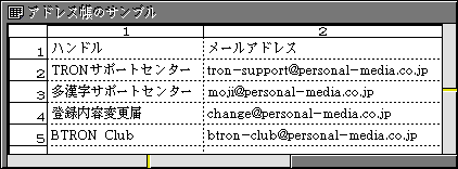 アドレス帳・基本表計算