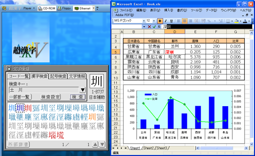 「深&#x5733;」の「&#x5733;」をWindowsのExcelに貼り込む例